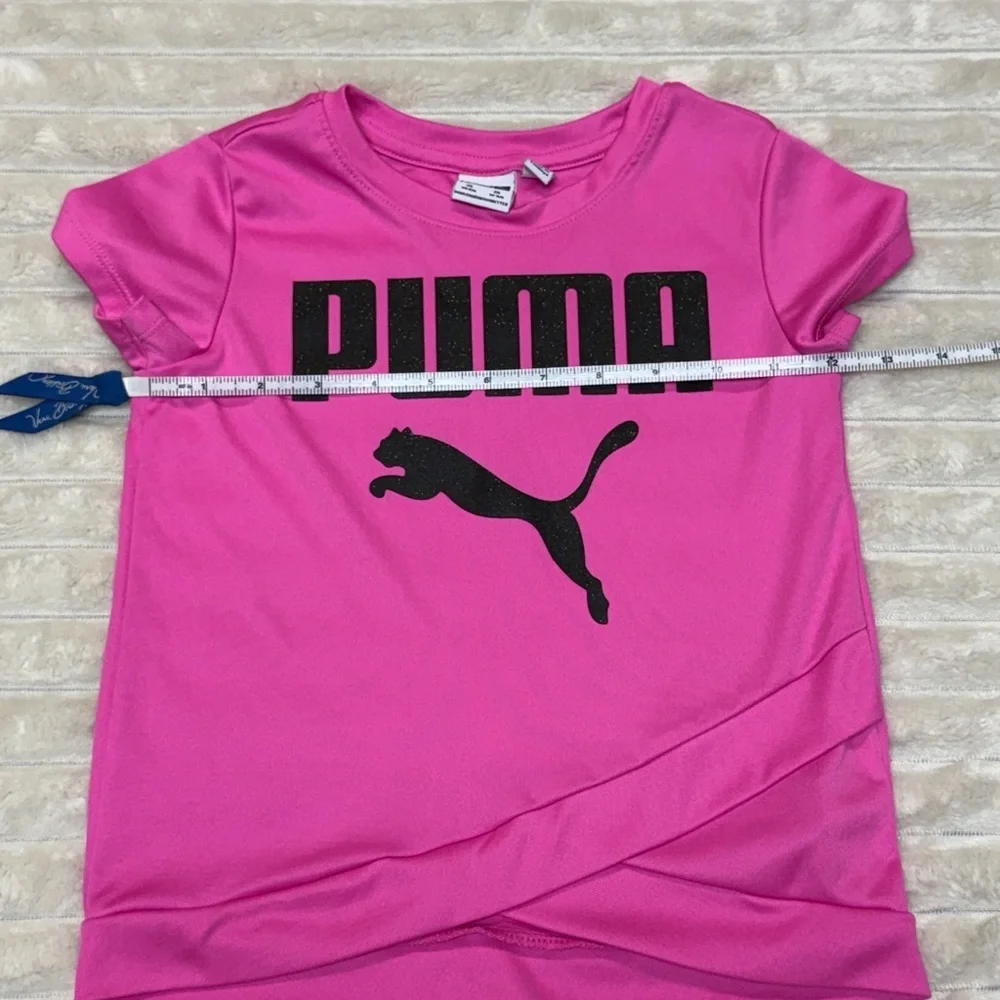 Puma: Lot of (2) Girls Short Sleeve T-Shirts, Pink & Gray Logo, Size XS (5/6)